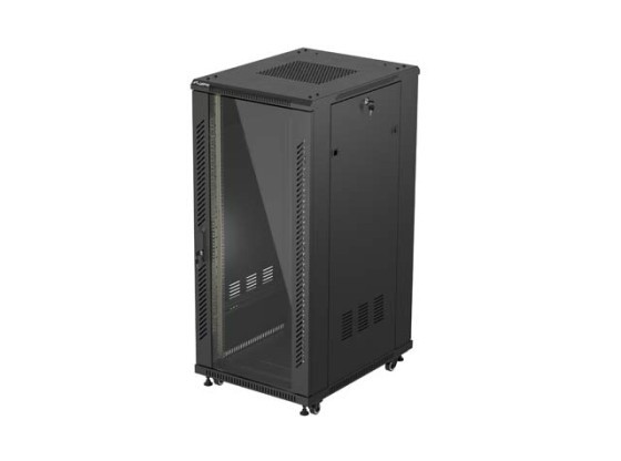 ΝΤΟΥΛΆΠΙ RACK 19" ΕΛΕΎΘΕΡΟ 27U/600X800 (ΕΠΊΠΕΔΗ ΣΥΣΚΕΥΑΣΊΑ) ΜΕ ΓΥΆΛΙΝΗ ΠΌΡΤΑ ΜΑΎΡΟ LANBERG