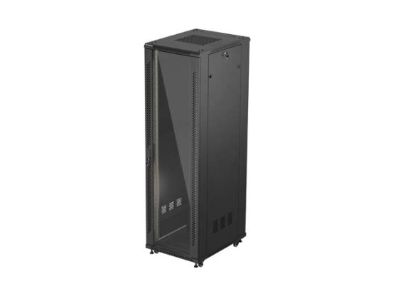 ΝΤΟΥΛΆΠΙ RACK 19" ΕΛΕΎΘΕΡΟ 42U/600X800 (ΕΠΊΠΕΔΗ ΣΥΣΚΕΥΑΣΊΑ) ΜΕ ΓΥΆΛΙΝΗ ΠΌΡΤΑ ΜΑΎΡΟ LANBERG