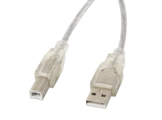 ΚΑΛΏΔΙΟ USB-A(M)-&gt;USB-B(M) 2.0 1.8M ΔΙΑΦΑΝΈΣ FERRITE LANBERG