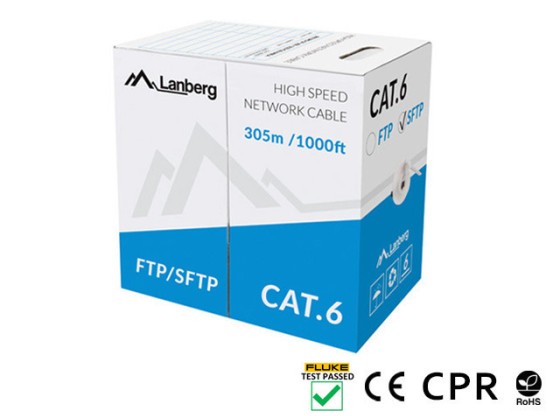 ΚΑΛΏΔΙΟ LAN CAT.6 SFTP 305M SOLID CU GREY CPR + FLUKE PASSED LANBERG