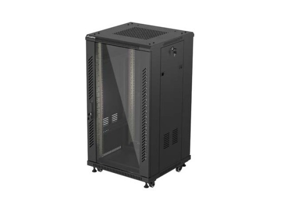 ΕΡΜΆΡΙΟ ΕΓΚΑΤΆΣΤΑΣΗΣ RACK 19" 22U 600X600 ΜΑΎΡΗ ΓΥΆΛΙΝΗ ΠΌΡΤΑ LANBERG (ΕΠΊΠΕΔΗ ΣΥΣΚΕΥΑΣΊΑ)