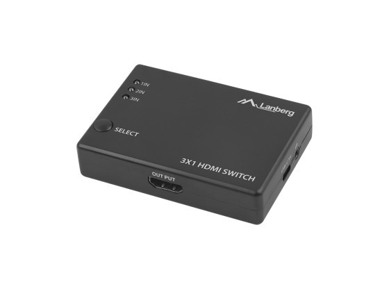 LANBERG Διακόπτης βίντεο 3X HDMI, μαύρος + θύρα USB-C + τηλεχειριστήριο V2