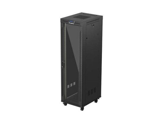 RACK CABINET 19" ΕΛΕΎΘΕΡΟ 42U/600X800 (FLAT PACK) ΜΕ ΓΥΆΛΙΝΗ ΠΌΡΤΑ LCD ΜΑΎΡΟ LANBERG V2