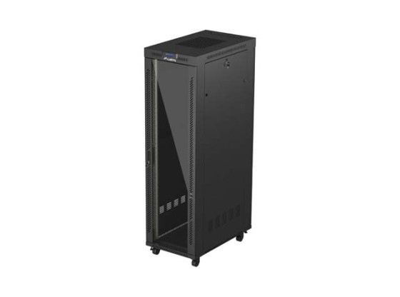 RACK CABINET 19" ΕΛΕΎΘΕΡΟ 42U/600X1000 (FLAT PACK) ΜΕ ΓΥΆΛΙΝΗ ΠΌΡΤΑ LCD ΜΑΎΡΟ LANBERG V2