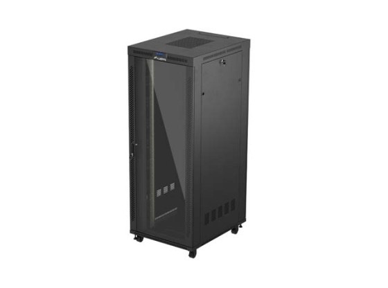 RACK CABINET 19" FREE-STANDING 42U/800X1000 (FLAT PACK) ΜΕ ΓΥΆΛΙΝΗ ΠΌΡΤΑ LCD ΜΑΎΡΟ LANBERG V2
