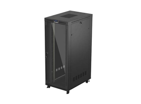 RACK CABINET 19" ΕΛΕΎΘΕΡΟ 42U/800X1200 (FLAT PACK) ΜΕ ΓΥΆΛΙΝΗ ΠΌΡΤΑ LCD ΜΑΎΡΟ LANBERG V2