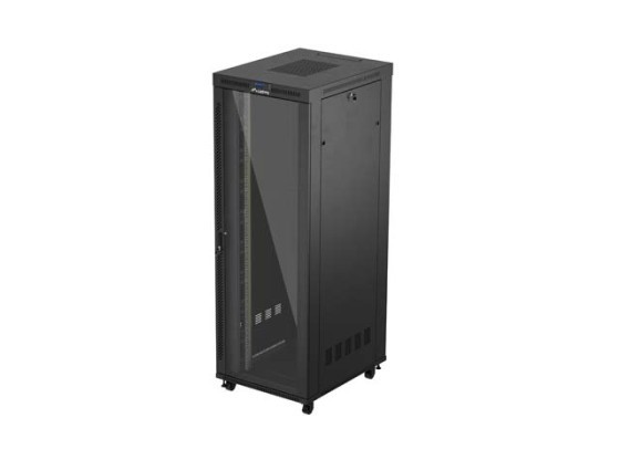 RACK CABINET 19" ΕΛΕΎΘΕΡΟ 47U/800X1000 (FLAT PACK) ΜΕ ΓΥΆΛΙΝΗ ΠΌΡΤΑ LCD ΜΑΎΡΟ LANBERG V2