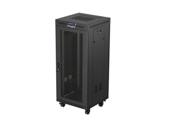 ΝΤΟΥΛΆΠΙ RACK 19" ΕΛΕΎΘΕΡΟ 27U/600X600 (ΕΠΊΠΕΔΗ ΣΥΣΚΕΥΑΣΊΑ) ΜΕ ΠΌΡΤΑ ΜΕ ΠΛΈΓΜΑ LCD ΜΑΎΡΟ LANBERG V2