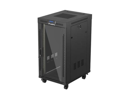 RACK ΕΓΚΑΤΆΣΤΑΣΗΣ 19" 22U 600X800 ΜΑΎΡΟ LANBERG ΓΥΆΛΙΝΗ ΠΌΡΤΑ (ΕΠΊΠΕΔΗ ΣΥΣΚΕΥΑΣΊΑ) V2