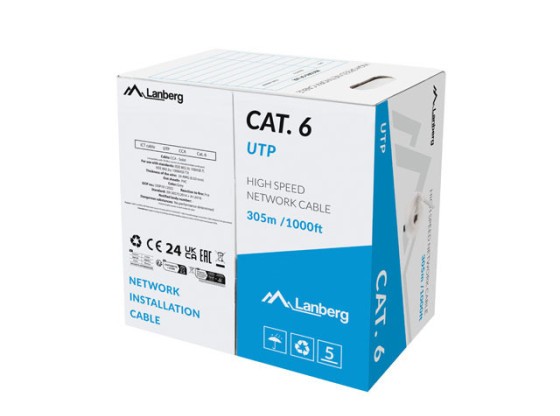 LAN UTP CAT.6 305M ΚΑΛΏΔΙΟ CCA ΓΚΡΙ FLUKE ΠΕΡΑΣΜΈΝΟ LANBERG