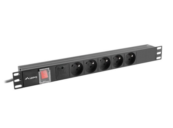 POWER STRIP RACK PDU 19" LANBERG 1U 10A 5X 230V PL 2M ΜΑΎΡΟ C14