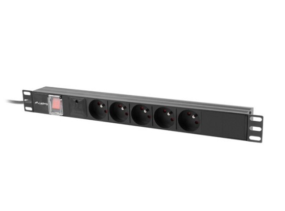 POWER STRIP RACK PDU 19" LANBERG 1U 10A 5X 230V PL 2M ΜΑΎΡΟ C14