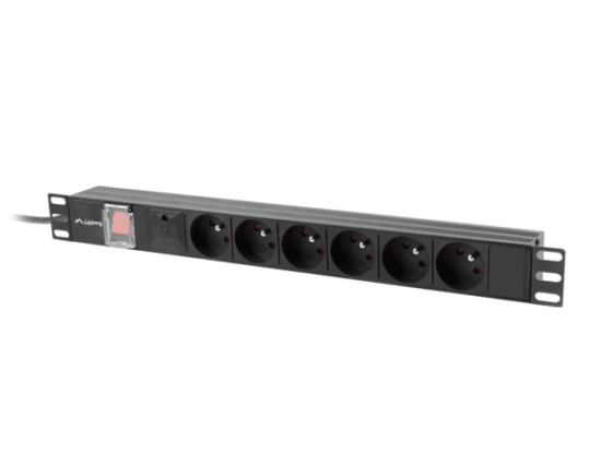 POWER STRIP RACK PDU 19" LANBERG 1U 10A 6X 230V PL 2M ΜΑΎΡΟ C14
