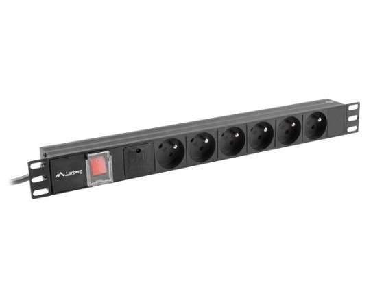 POWER STRIP RACK PDU 19" LANBERG 1U 10A 6X 230V PL 2M ΜΑΎΡΟ C14