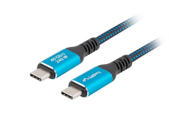 ΚΑΛΏΔΙΟ USB-C M/M USB4 0.5M 240W 8K 60HZ ΜΑΎΡΟ-ΜΠΛΕ LANBERG