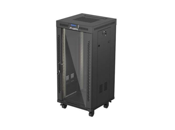 RACK ΕΓΚΑΤΆΣΤΑΣΗΣ 19" 24U 600X600 ΜΑΎΡΗ ΓΥΆΛΙΝΗ ΠΌΡΤΑ LCD LANBERG (ΕΠΊΠΕΔΗ ΣΥΣΚΕΥΑΣΊΑ) V2