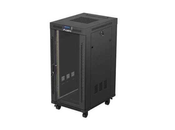 RACK ΕΓΚΑΤΆΣΤΑΣΗΣ 19" 24U 600X800 ΜΑΎΡΗ ΓΥΆΛΙΝΗ ΠΌΡΤΑ LCD LANBERG (ΕΠΊΠΕΔΗ ΣΥΣΚΕΥΑΣΊΑ) V2