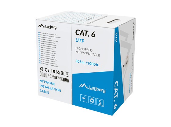 ΚΑΛΏΔΙΟ LAN CAT.6 UTP 305M SOLID CU LSZH ΓΚΡΙ CPR + FLUKE ΠΕΡΑΣΜΈΝΟ LANBERG