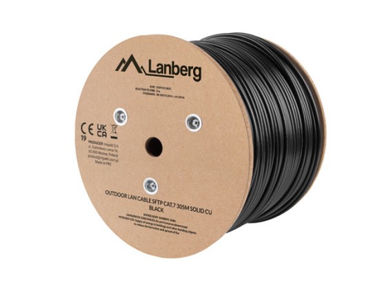 ΚΑΛΏΔΙΟ LAN CAT.7 SFTP 305M SOLID OUTDOOR CU ΜΑΎΡΟ FLUKE PASSED LANBERG