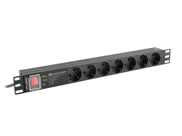 ΜΟΝΆΔΑ ΔΙΑΝΟΜΉΣ ΙΣΧΎΟΣ (PDU) PRO 19" LANBERG 1U 16A 2M 7X ΠΡΊΖΕΣ SCHUKO SPD-3MP ΜΑΎΡΟ