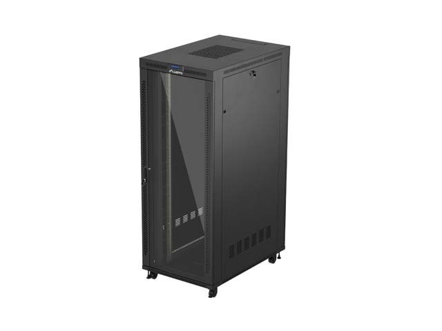 RACK CABINET 19" ΕΛΕΎΘΕΡΟ 42U/800X1200 (FLAT PACK) ΜΕ ΓΥΆΛΙΝΗ ΠΌΡΤΑ LCD ΜΑΎΡΟ LANBERG V2