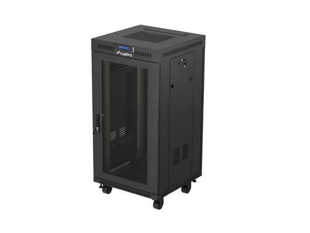 ΝΤΟΥΛΆΠΙ RACK 19" ΕΛΕΎΘΕΡΟ 22U/600X600 (ΕΠΊΠΕΔΗ ΣΥΣΚΕΥΑΣΊΑ) ΜΕ ΠΌΡΤΑ ΜΕ ΠΛΈΓΜΑ LCD ΜΑΎΡΟ LANBERG V2