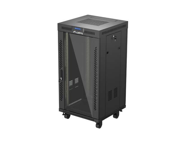 RACK ΕΓΚΑΤΆΣΤΑΣΗΣ 19" 22U 600X600 ΜΑΎΡΟ LANBERG ΓΥΆΛΙΝΗ ΠΌΡΤΑ (ΕΠΊΠΕΔΗ ΣΥΣΚΕΥΑΣΊΑ) V2