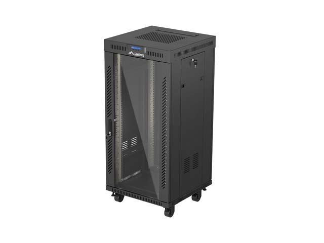 RACK ΕΓΚΑΤΆΣΤΑΣΗΣ 19" 24U 600X600 ΜΑΎΡΗ ΓΥΆΛΙΝΗ ΠΌΡΤΑ LCD LANBERG (ΕΠΊΠΕΔΗ ΣΥΣΚΕΥΑΣΊΑ) V2